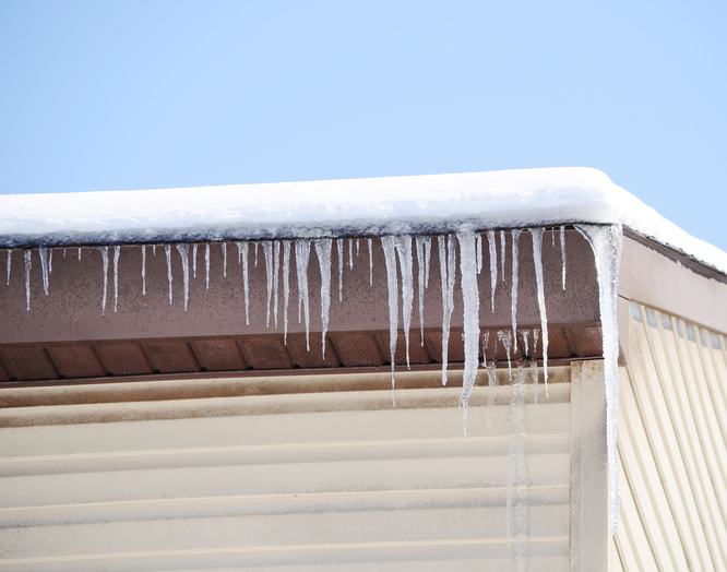 Closeup icicle on the roof